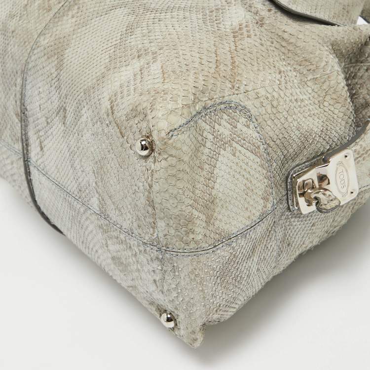 Pre Owned Tod's Grey Python D-Styling Bowler Bag