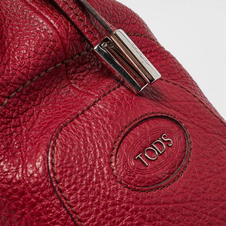 Pre Owned Tod's Red Leather Restyling D Bag Media Tote