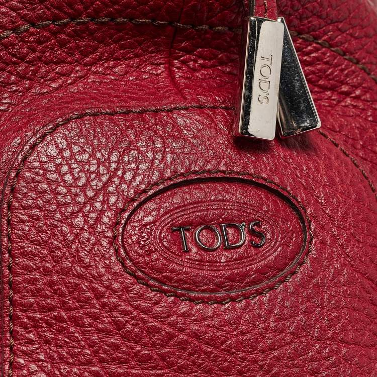 Pre Owned Tod's Red Leather Restyling D Bag Media Tote