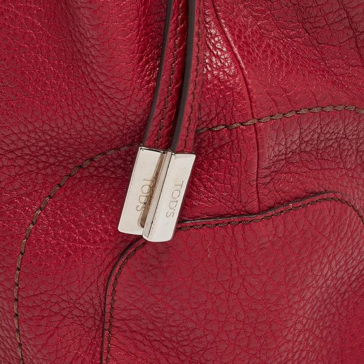 Pre Owned Tod's Red Leather Restyling D Bag Media Tote