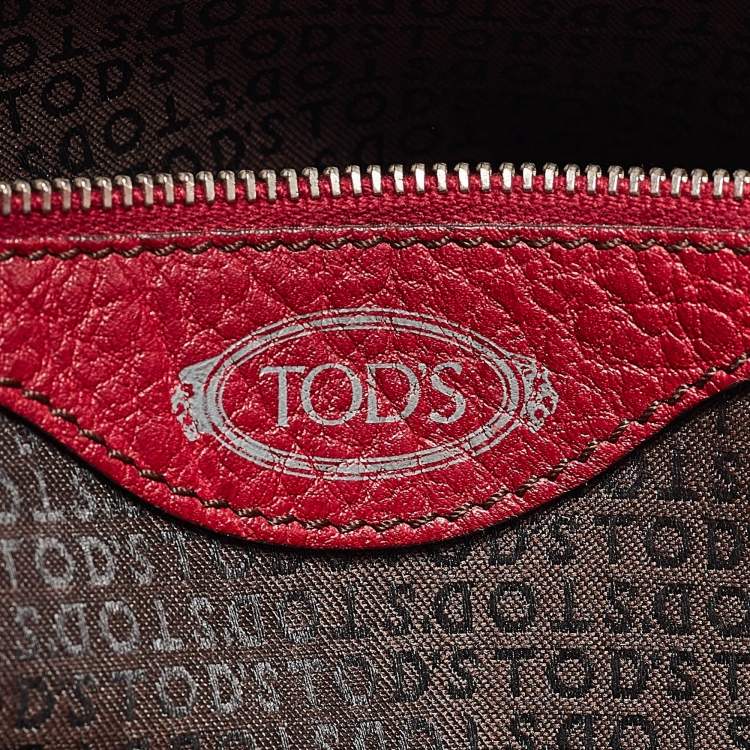 Pre Owned Tod's Red Leather Restyling D Bag Media Tote