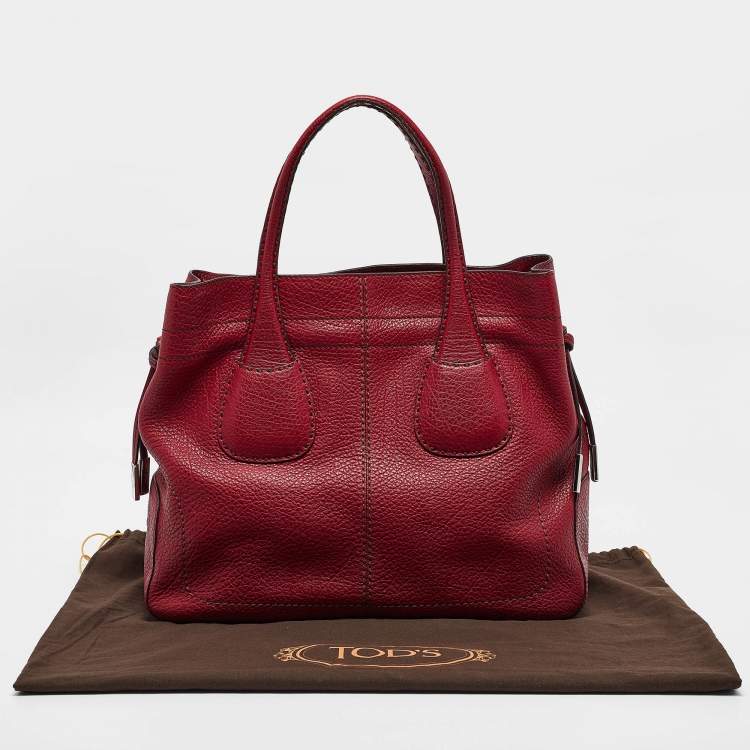 Pre Owned Tod's Red Leather Restyling D Bag Media Tote