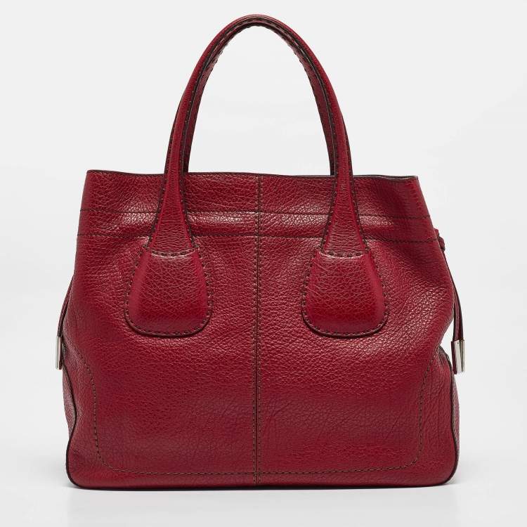 Pre Owned Tod's Red Leather Restyling D Bag Media Tote