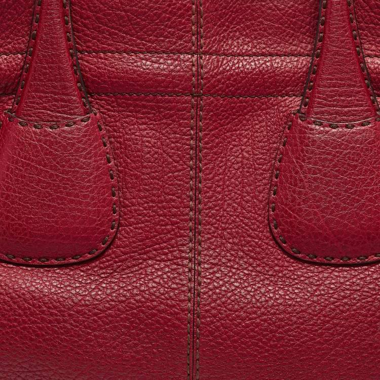 Pre Owned Tod's Red Leather Restyling D Bag Media Tote