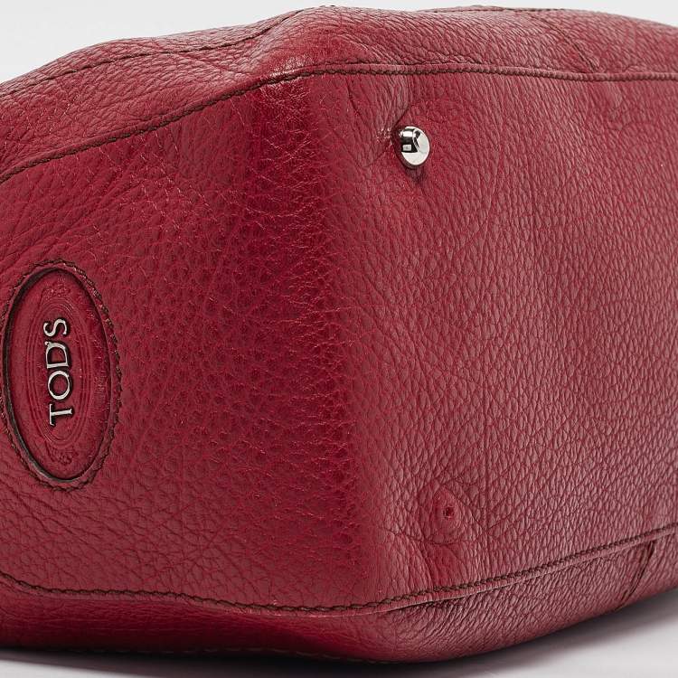 Pre Owned Tod's Red Leather Restyling D Bag Media Tote
