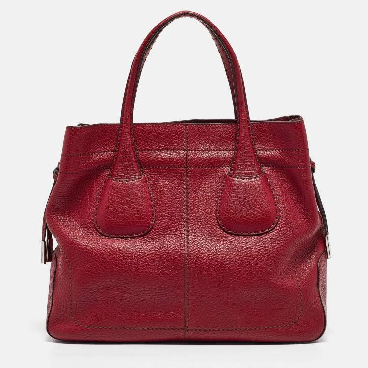 Pre Owned Tod's Red Leather Restyling D Bag Media Tote