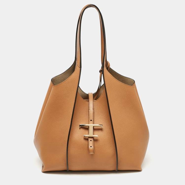 Pre Owned Tod's Brown Leather T Timeless Shopper Tote