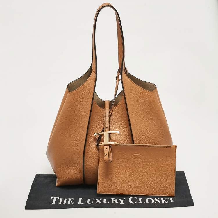 Pre Owned Tod's Brown Leather T Timeless Shopper Tote