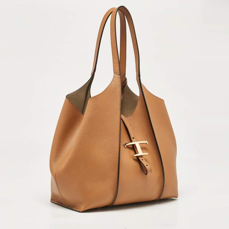 Pre Owned Tod's Brown Leather T Timeless Shopper Tote