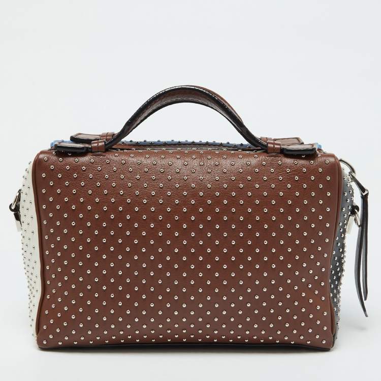 Pre Owned Tod's Multicolor Leather Gommino Studded Bowling Bag
