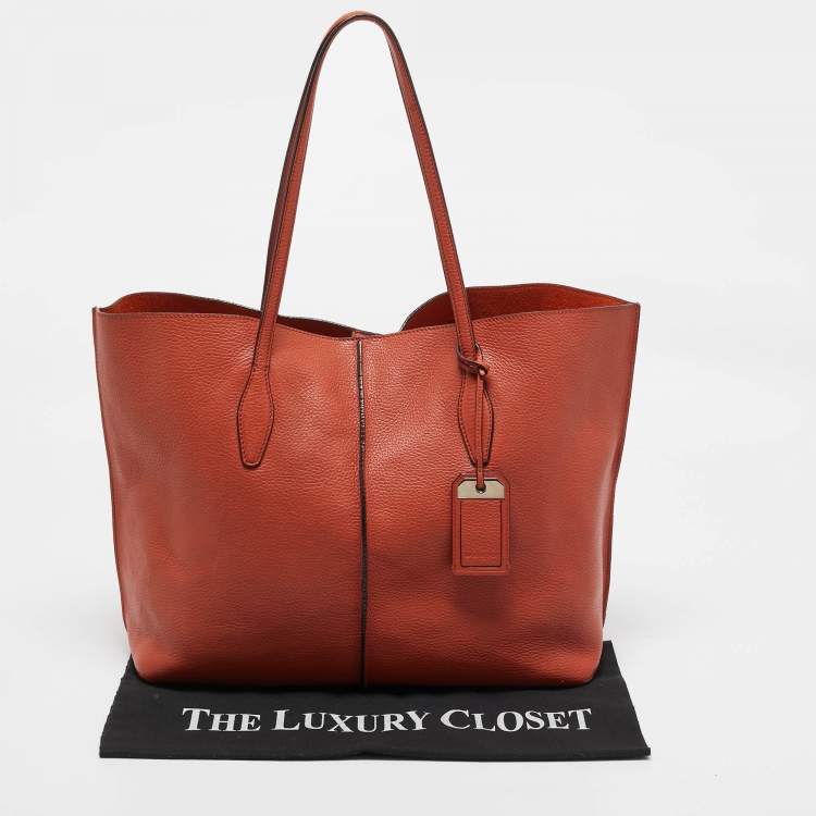 Pre Owned Tod's Orange Leather Medium Joy Shopper Tote