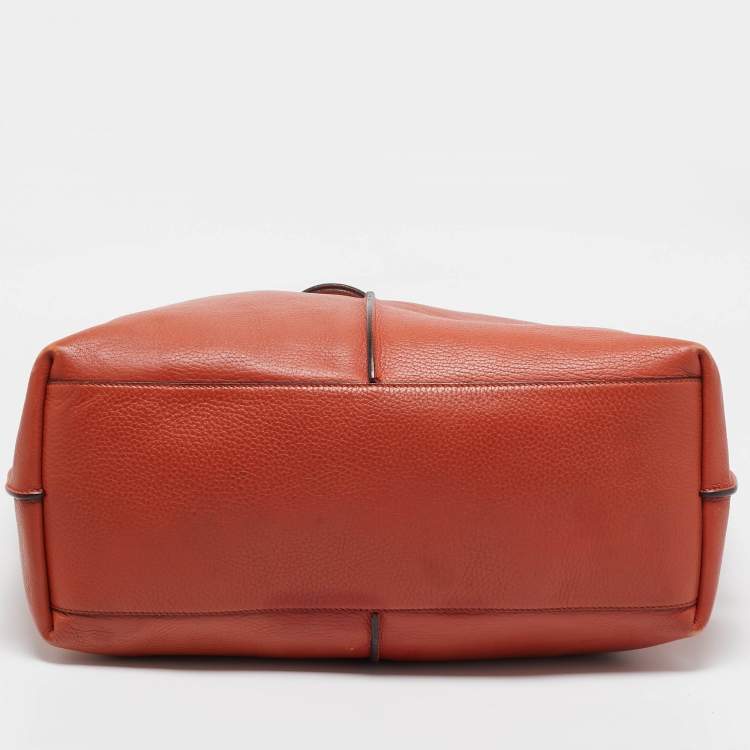 Pre Owned Tod's Orange Leather Medium Joy Shopper Tote