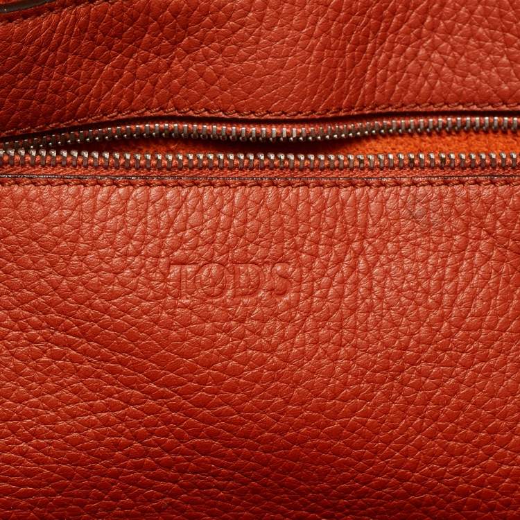 Pre Owned Tod's Orange Leather Medium Joy Shopper Tote