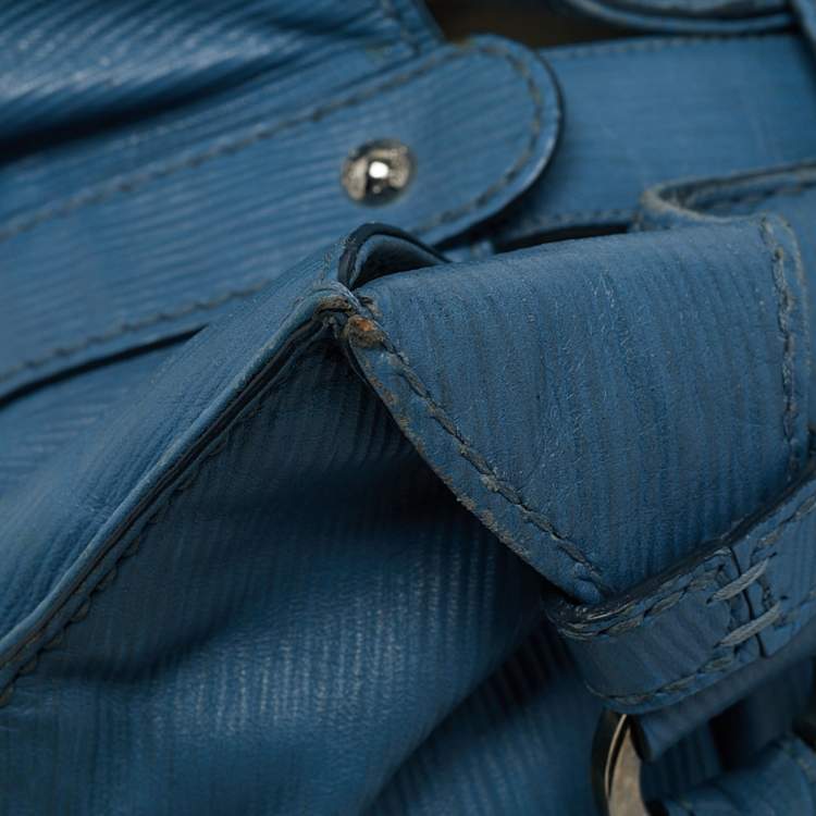 Pre Owned Tod's Blue Leather  Studded Lock Flap Shoulder Bag  