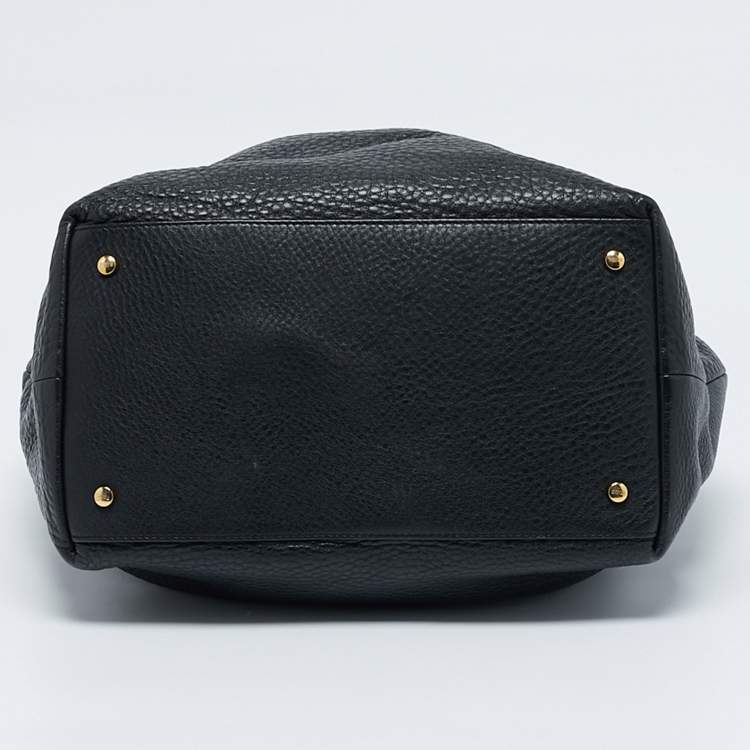 Pre Owned Tod's Black Pebbled Leather Flower Tote
