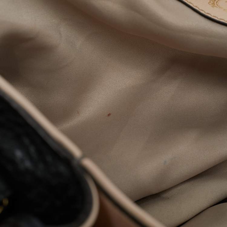 Pre Owned Tod's Black Pebbled Leather Flower Tote