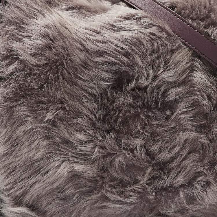 Pre Owned Tod's Purple/Grey Fur, Suede and Leather Buckle Hobo