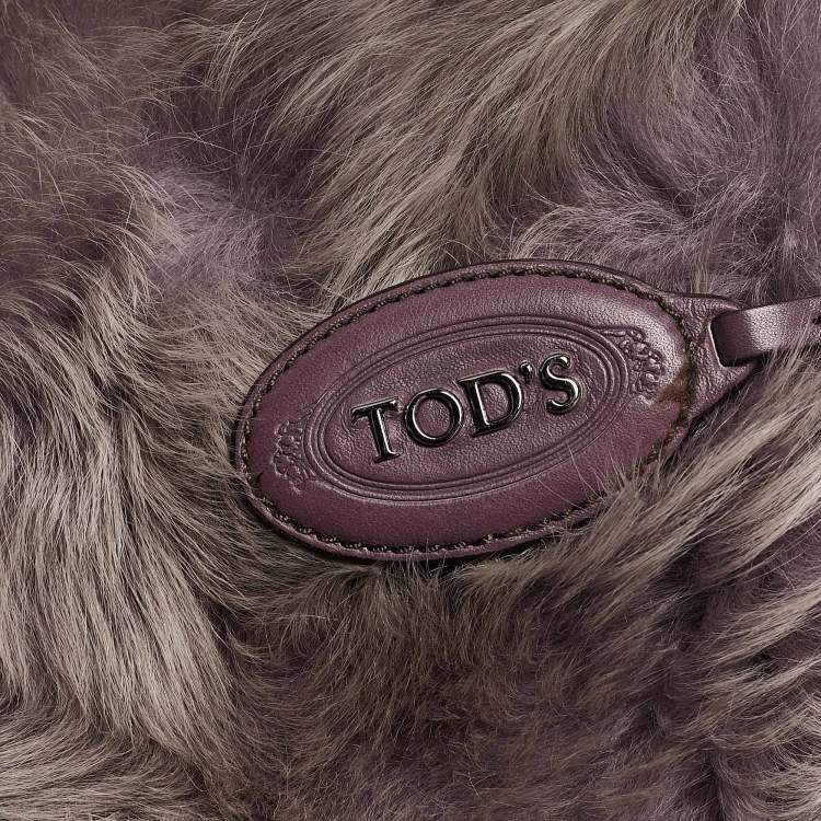 Pre Owned Tod's Purple/Grey Fur, Suede and Leather Buckle Hobo