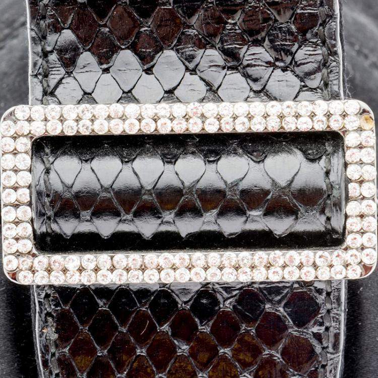 Pre Owned Tod's Black Canvas and Python Pochette Bag