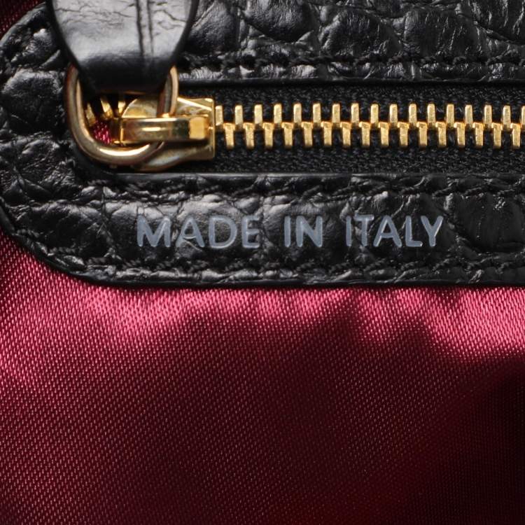 Pre Owned Tod's Black Calf Hair and Croc Embossed Leather D Bag