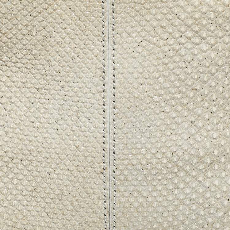 Pre Owned Tod's Light Grey Shimmer Lizard New Girelli Chain Clutch