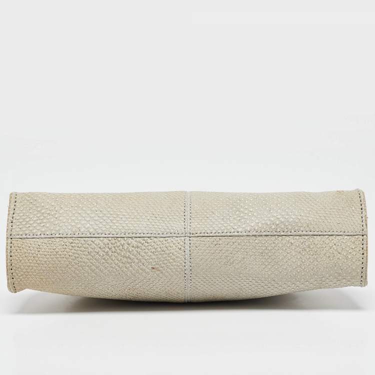 Pre Owned Tod's Light Grey Shimmer Lizard New Girelli Chain Clutch