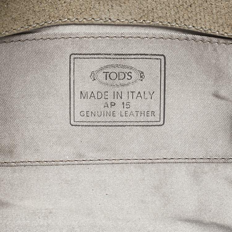 Pre Owned Tod's Light Grey Shimmer Lizard New Girelli Chain Clutch