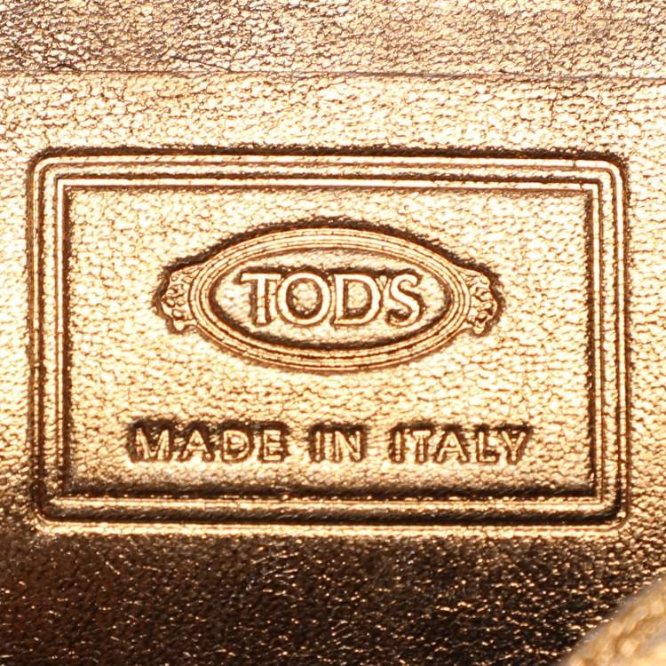 Pre Owned Tod's Gold/Beige Woven Leather Shoulder Bag