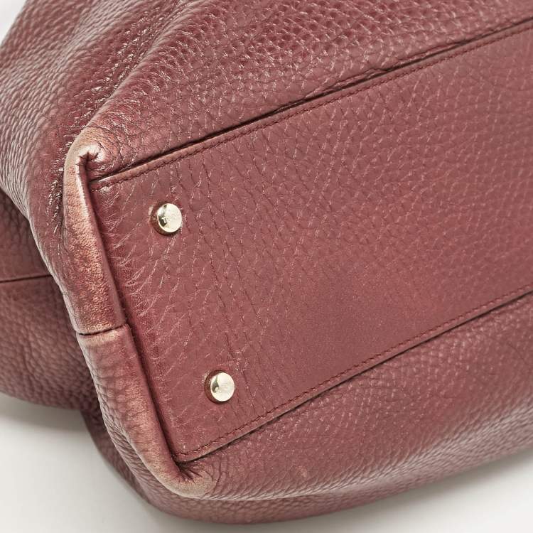 Pre Owned Tod's Burgundy Leather Flower Tote