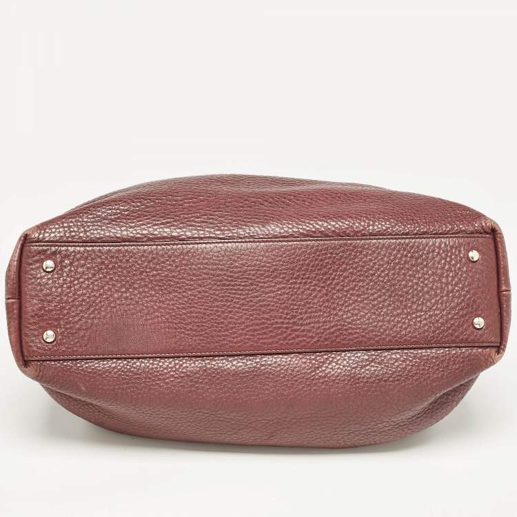 Pre Owned Tod's Burgundy Leather Flower Tote