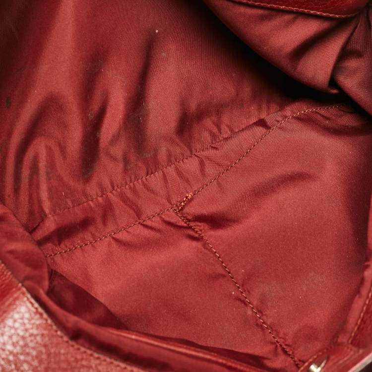Pre Owned Tod's Burgundy Leather Flower Tote