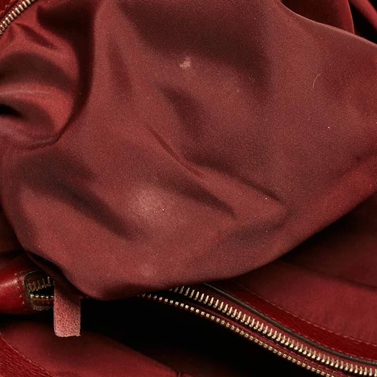 Pre Owned Tod's Burgundy Leather Flower Tote