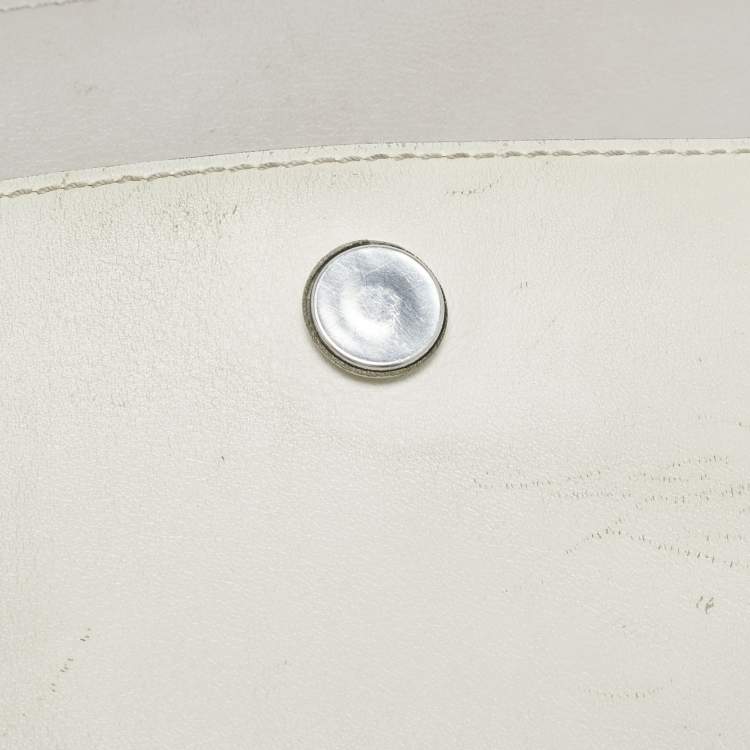 Pre Owned Tod's Light Grey/White Leather Origami Fringed Top Handle Bag