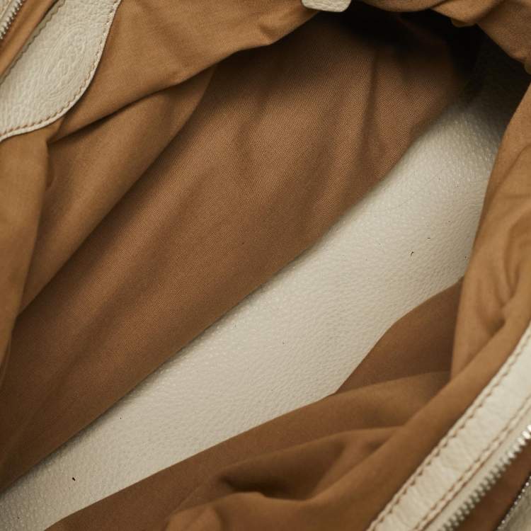 Pre Owned Tod's Off White Quilted Leather Drawstring Satchel