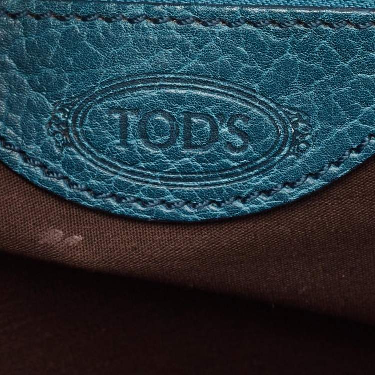 Pre Owned Tod's Teal Blue Leather and Suede Shoulder Bag