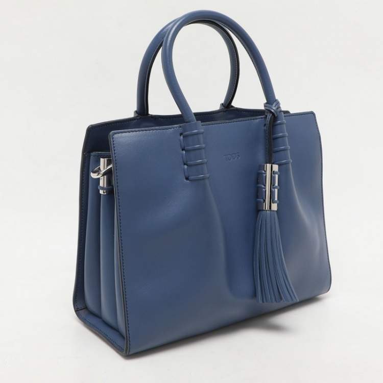 Pre Owned Tod's Blue Leather Lady Moc Tote