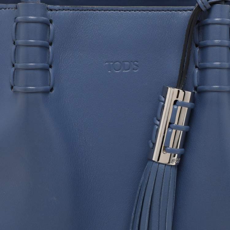 Pre Owned Tod's Blue Leather Lady Moc Tote