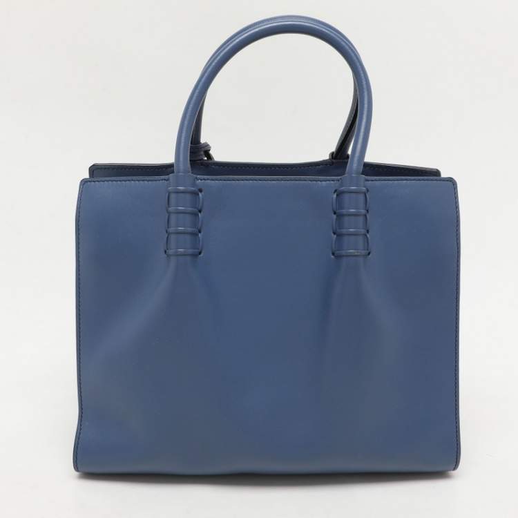 Pre Owned Tod's Blue Leather Lady Moc Tote