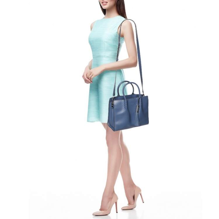 Pre Owned Tod's Blue Leather Lady Moc Tote