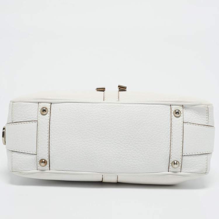 Pre Owned Tod's White Leather Zip Pocket Shoulder Bag