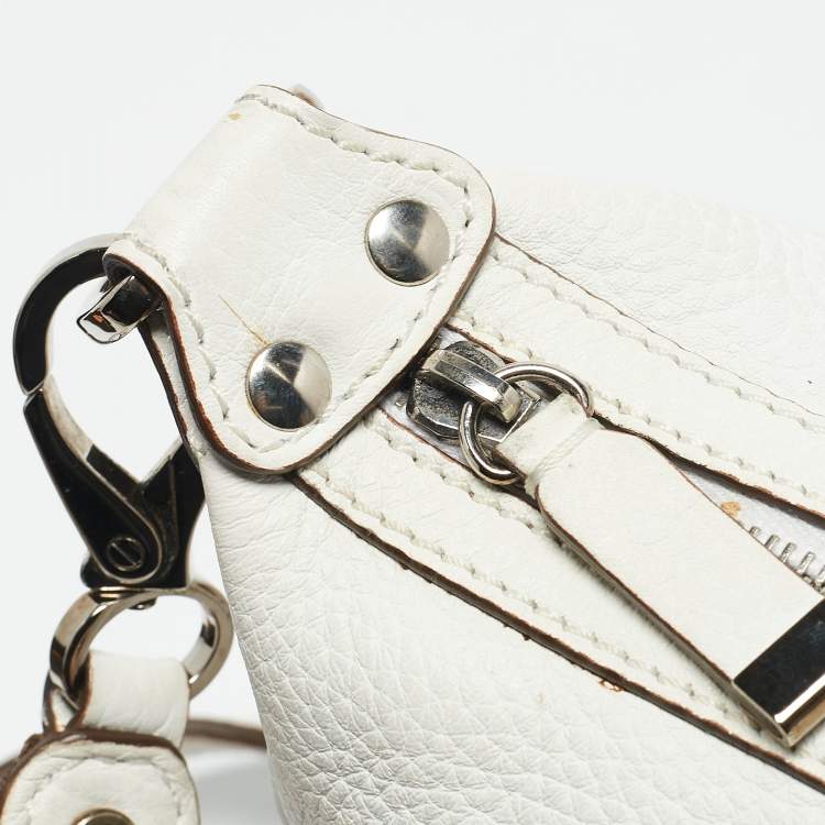Pre Owned Tod's White Leather Zip Pocket Shoulder Bag