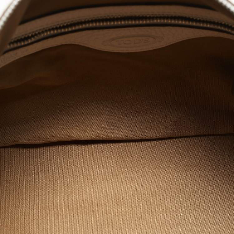 Pre Owned Tod's White Leather Zip Pocket Shoulder Bag