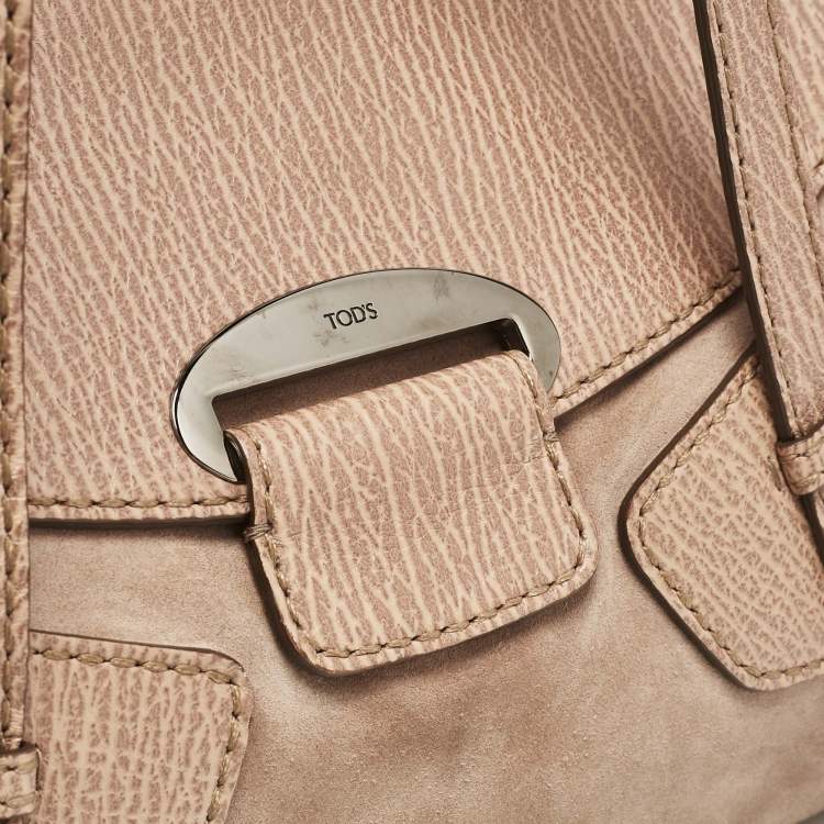 Pre Owned Tod's Beige Leather and Suede Shoulder Bag