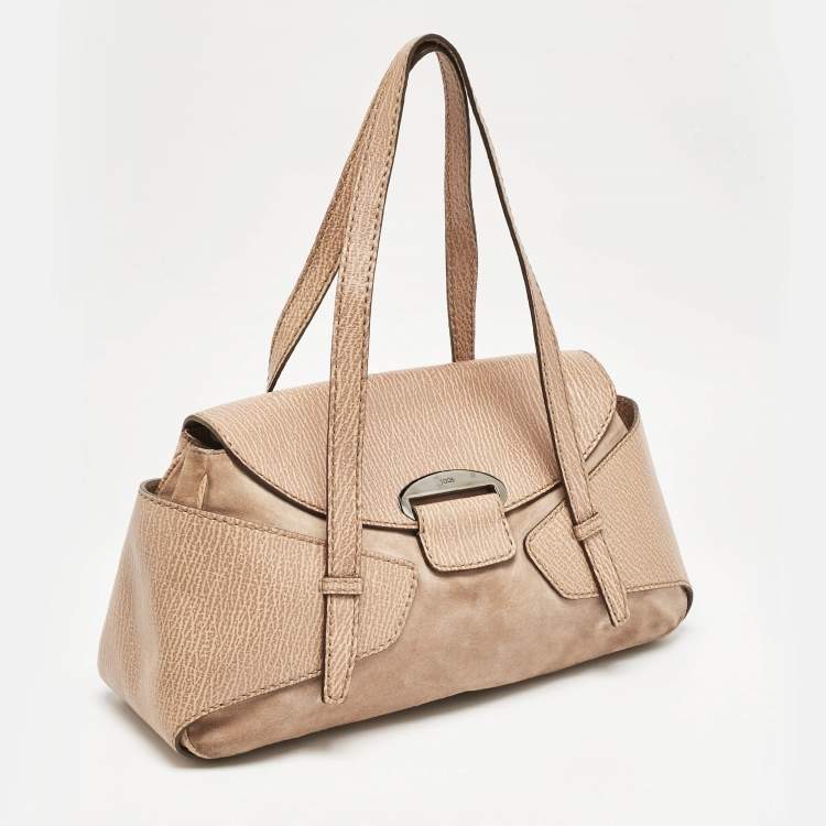 Pre Owned Tod's Beige Leather and Suede Shoulder Bag