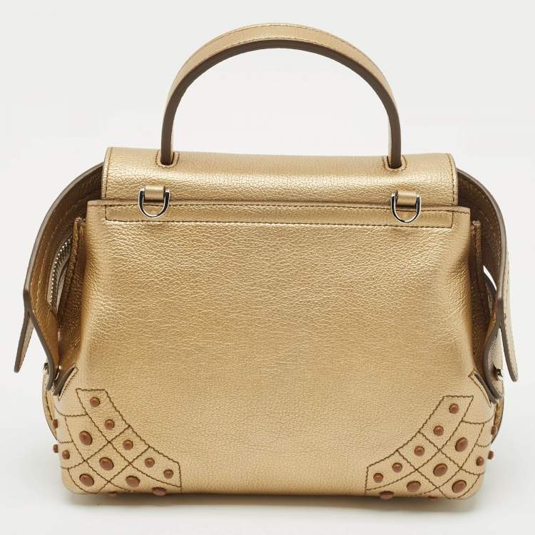 Pre Owned Tod’s Gold Leather Gommino Wave Top Handle Bag