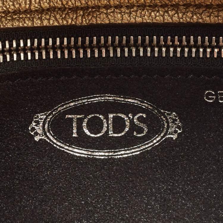 Pre Owned Tod’s Gold Leather Gommino Wave Top Handle Bag