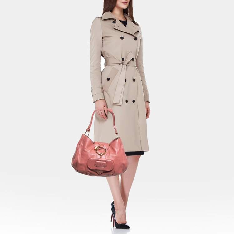 Pre Owned Tod's Pink Leather Front Pocket Shoulder Bag