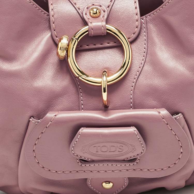 Pre Owned Tod's Pink Leather Front Pocket Shoulder Bag