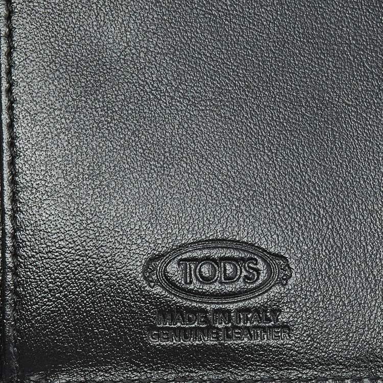 Pre Owned Tod's Black Leather Double T Trifold Wallet