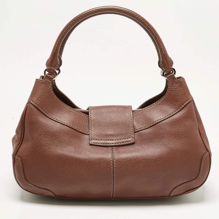 Pre Owned Tod's Brown Leather Studs Hobo